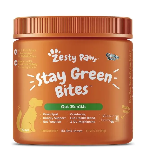 Zesty Paws Stay Green Bites Gut Supplements for Dogs (Chicken Flavour)