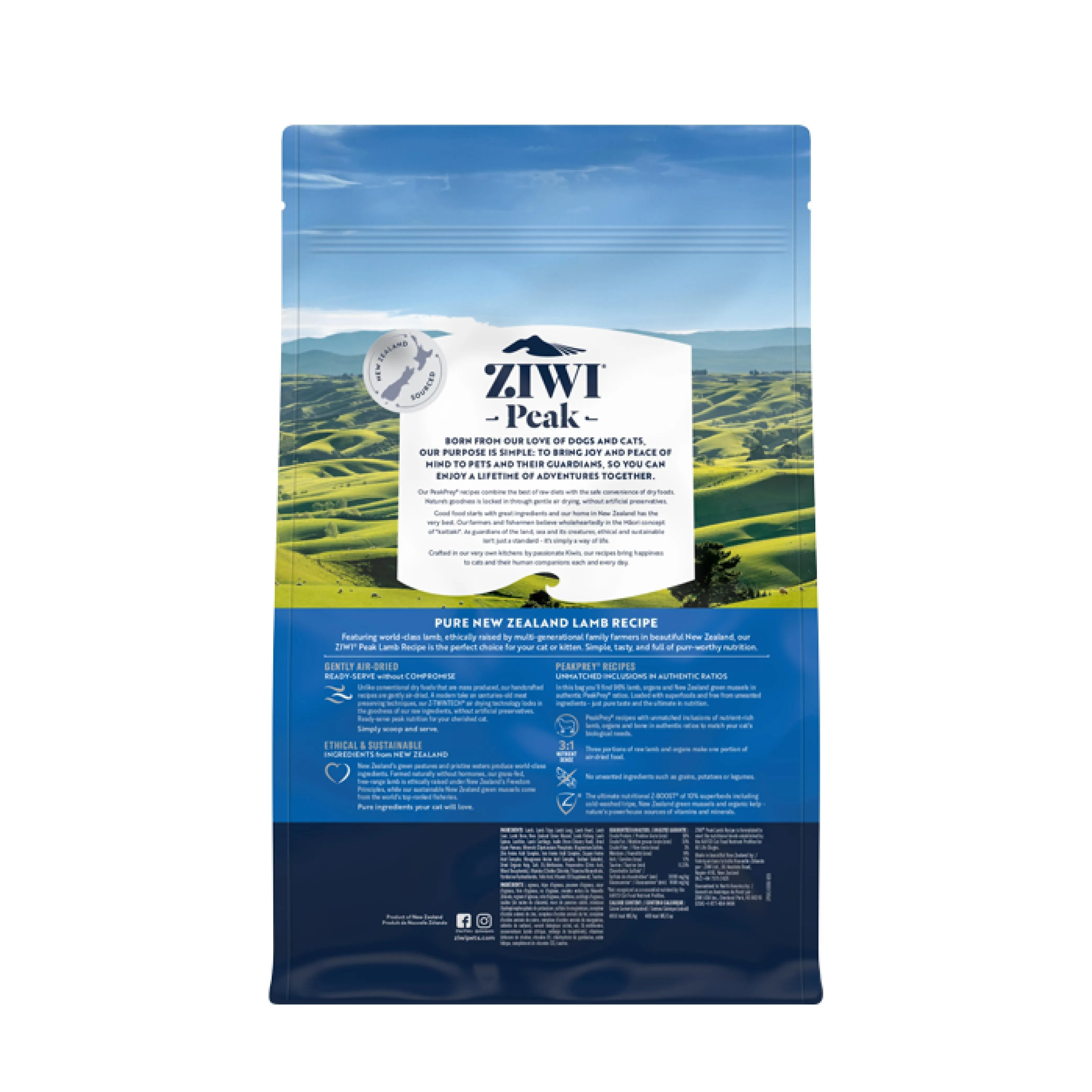 ZIWI Peak Air Dried Lamb Recipe Cat Food 1kg