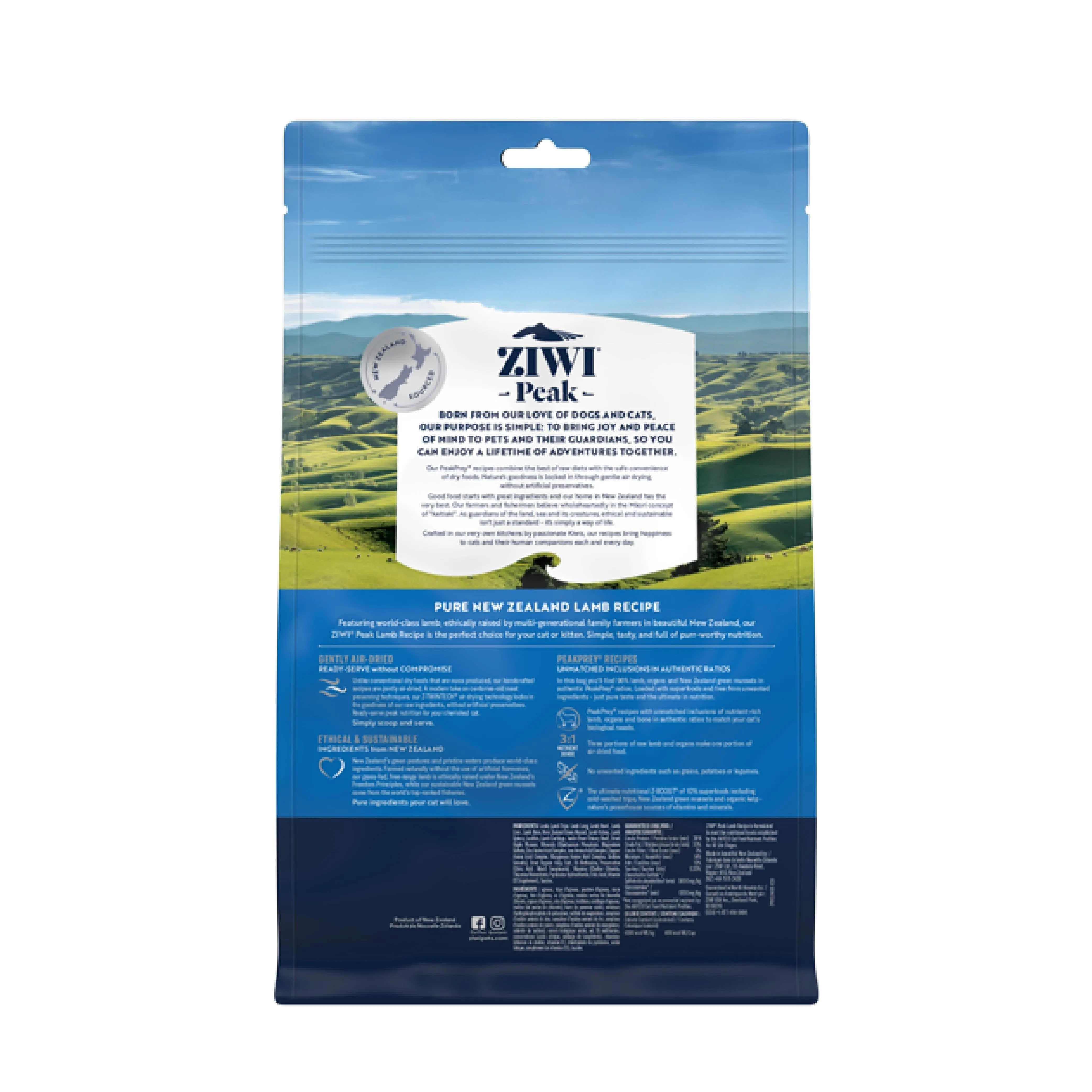 ZIWI Peak Air Dried Lamb Recipe Cat Food 400g