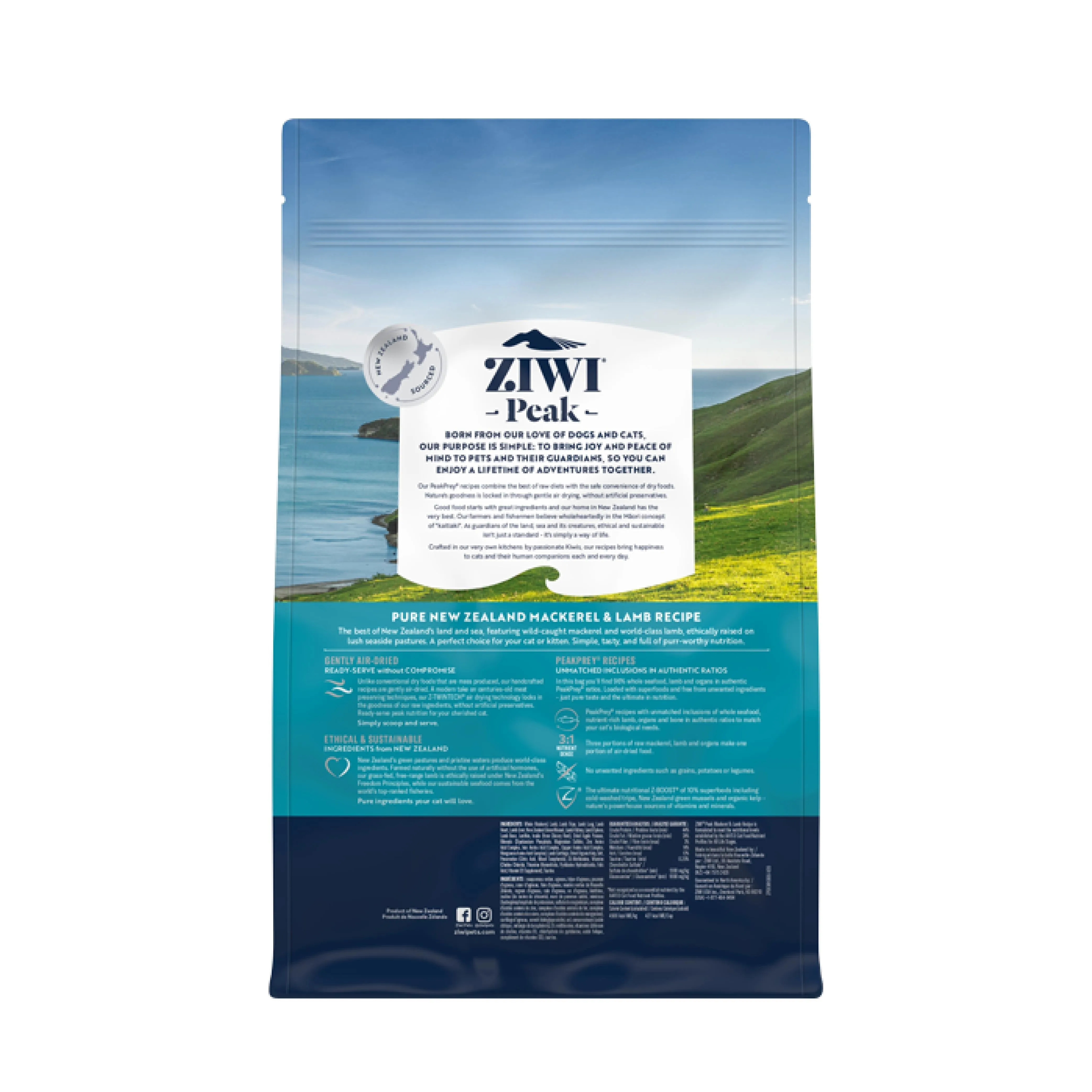 ZIWI Peak Air Dried Mackerel and Lamb Recipe Cat Food 1kg