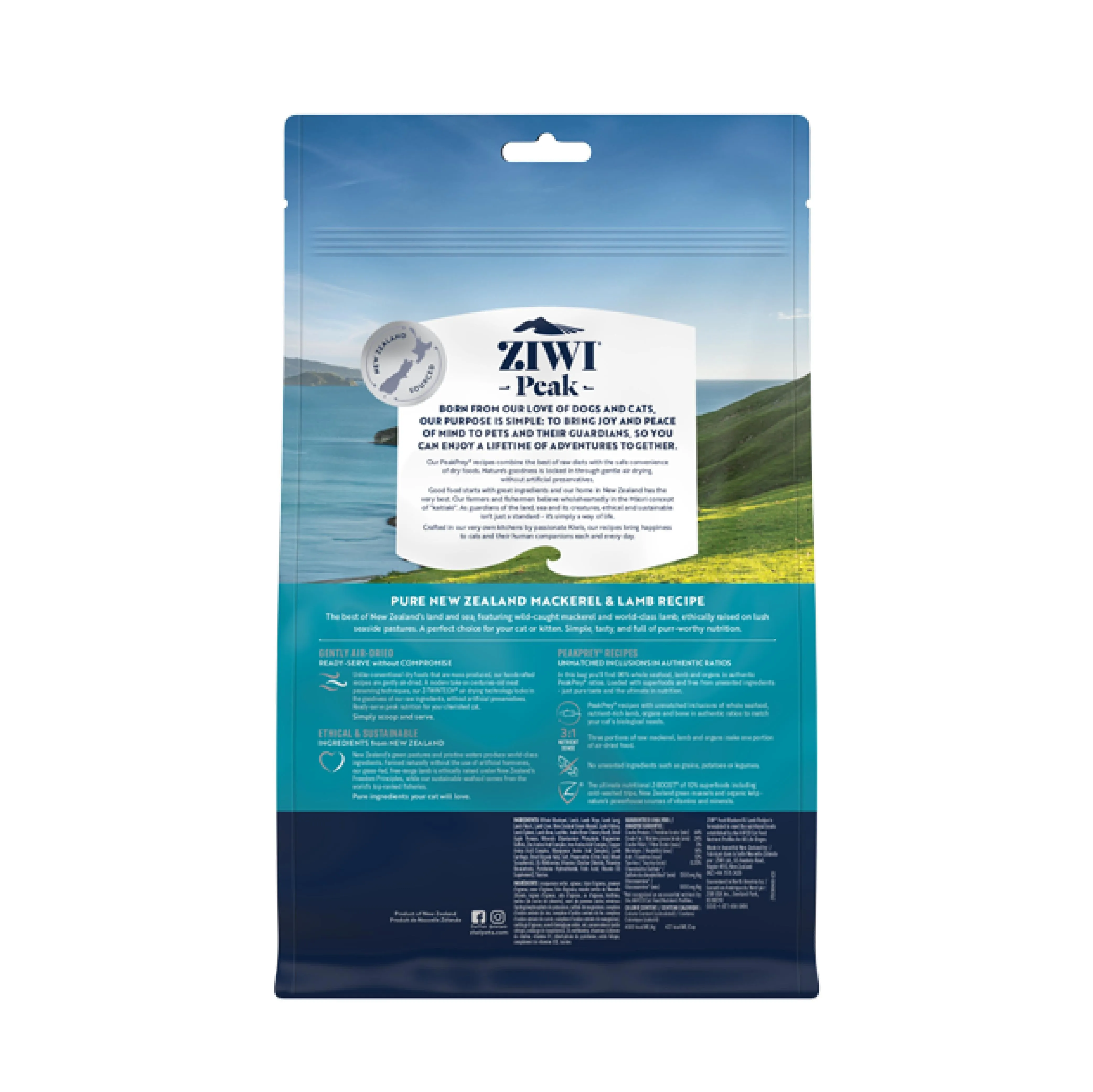 ZIWI Peak Air Dried Mackerel and Lamb Recipe Cat Food 400g